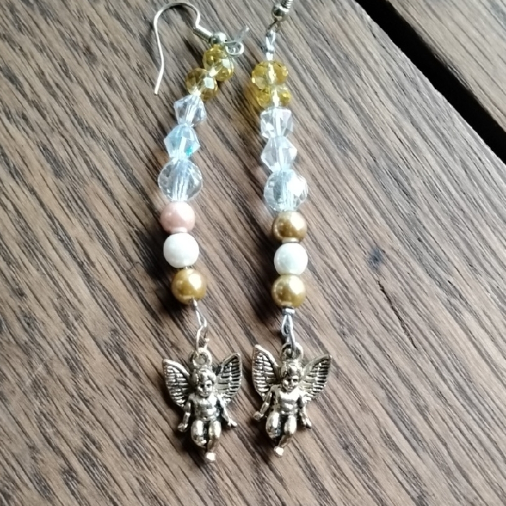 Angel Charm Beaded Earrings